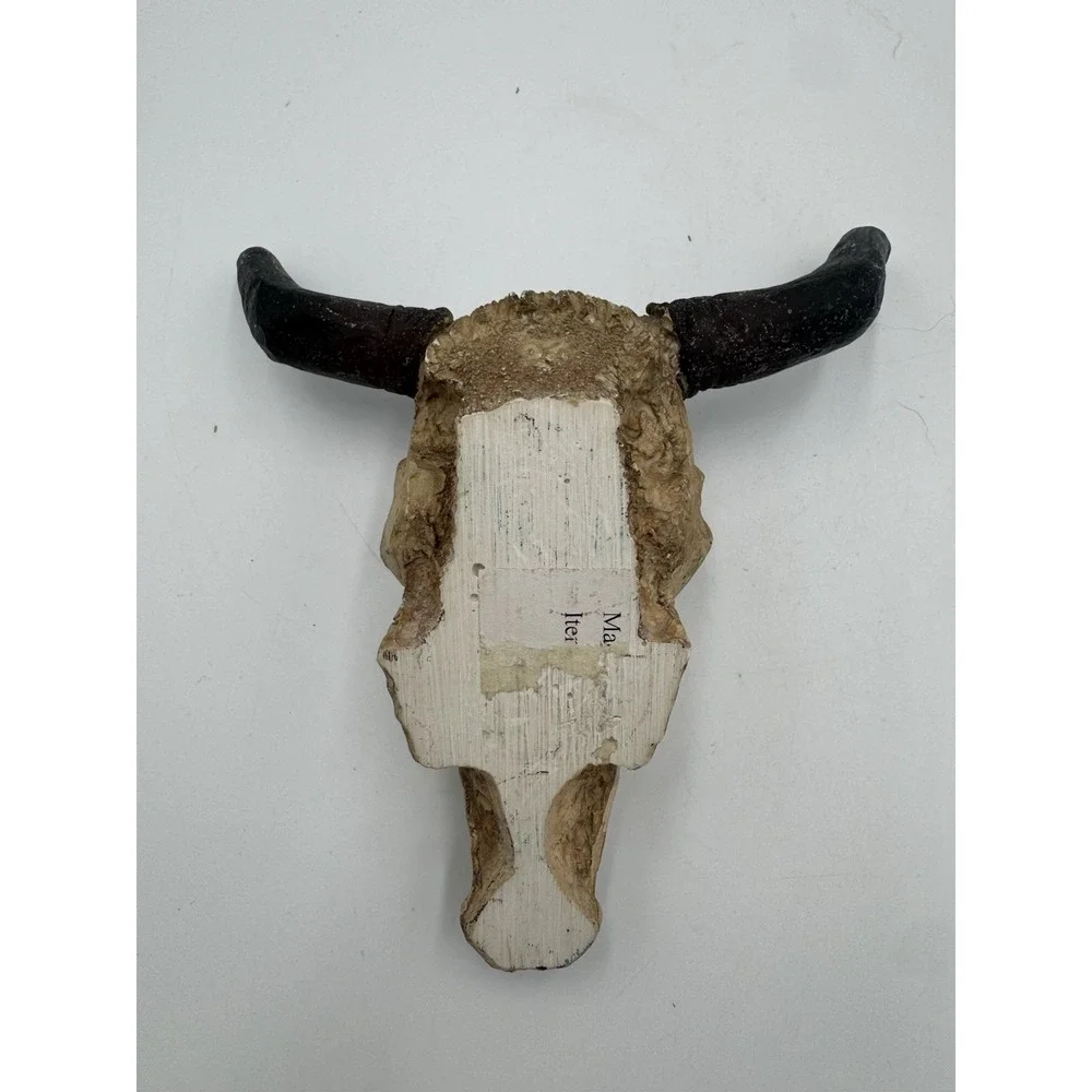 Small Resin Faux Skull With Horns